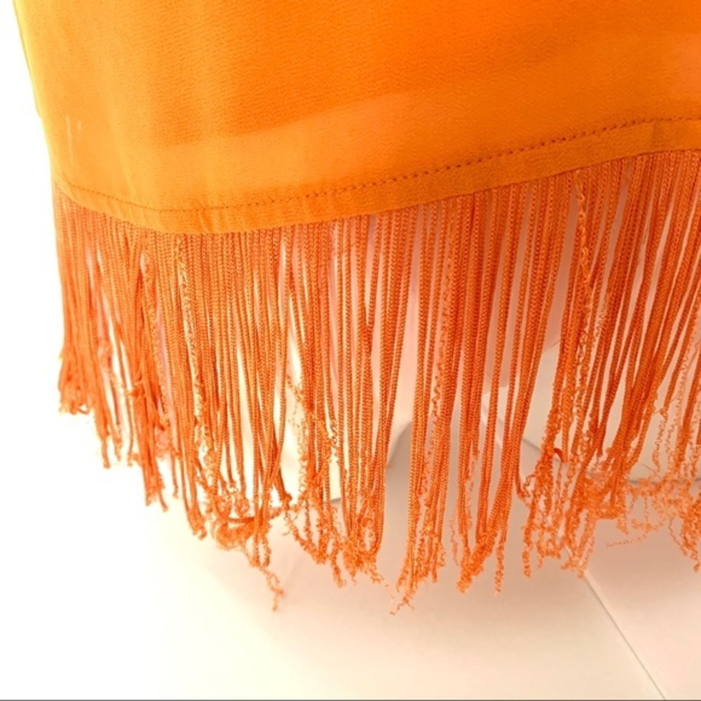 Orange Fringed Boho Embroidered Racerback Tank Top - Picture 6 of 7
